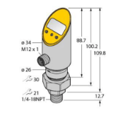 6833954 - Pressure Transmitter (Rotatable), 2 PNP/NPN Transistor Switching Outputs