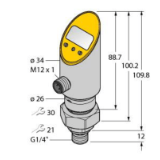 6834029 - Pressure Sensor (Rotatable), With Analog Output and PNP/NPN Transistor Switching