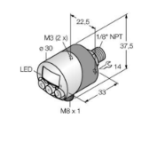 100042118 - Pressure Sensor, IO-Link with 2 PNP Transistor Switching Outputs